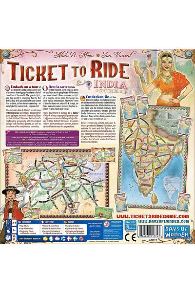 Asmodee Joc de societate Ticket to Ride Map Collection India & Swiss, extensie, limba engleza