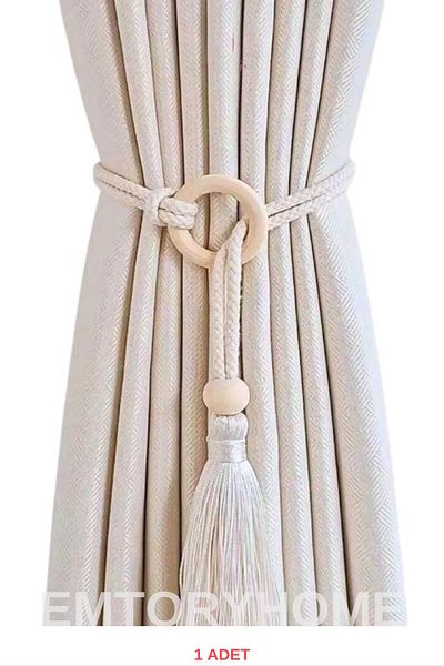 Emtory Home 1 Piece Macrame Background Curtain Hanger - Wooden Ring Curtain Ornament