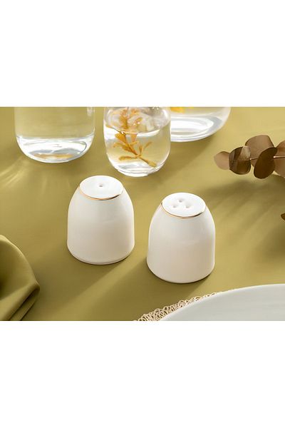 porselenden Modern Gold Porcelain Salt and Pepper Shakers Set 5.5x5 Cm