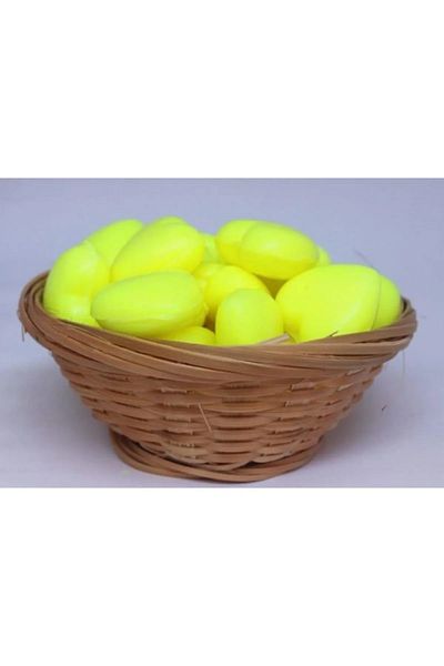 EQMQ STORE KOZMETİK Mini Heart Decorative Scented Yellow Soap with Basket (30 Pieces 2*2 cm in the Basket)