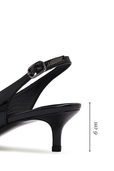 Derimod Women's Black Ankle Buckle Short Thin Heeled Patent Leather Shoes 25Sfd 230616