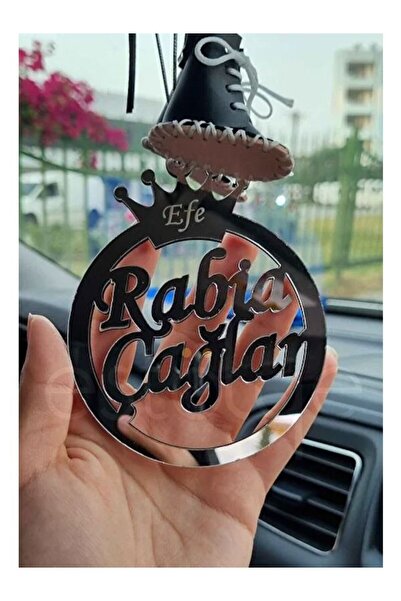 estölye Kişiye Özel İsimli Araç Dikiz Ayna Süsü Gümüş