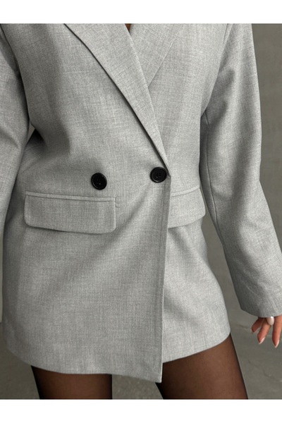SEREN TEKSTİL Single Button Oversize Blazer Jacket