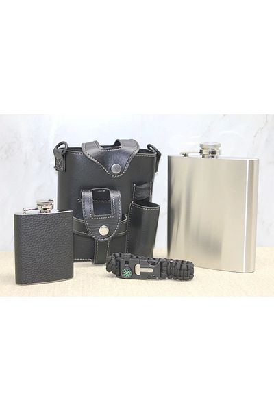 Narnuga Leather Sheathed Flask Set Alk3929 - Mct8990-7276