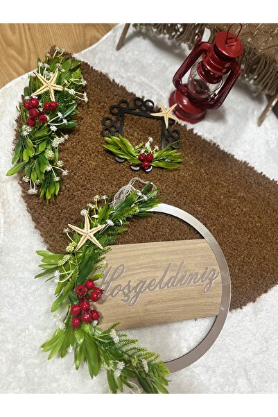 Marrone Hoşgeldiniz Kapı Süsü ve Paspas Takımı