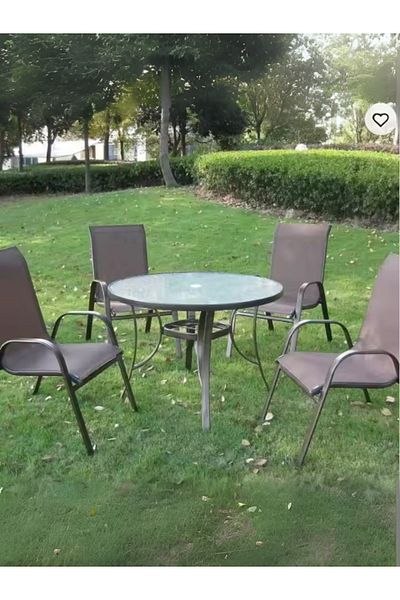 Orient Set of 4 CHAIR Outdoor Patio Chairs – Modern Mesh Design, Durable & Comfortable With out table