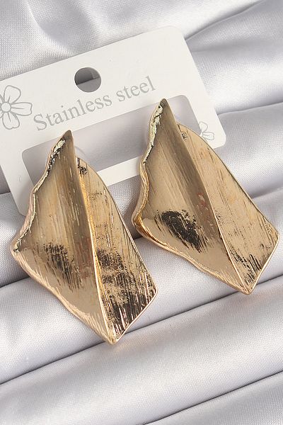 Skygo Brass Gold Color Embroidered Square Plate Model Women's Earrings - Tj-Bkp10239