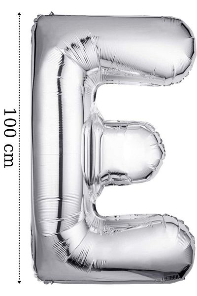 AyfaStore 40 Inc Foil Balloon Letter E Helium Balloon 100 cm Silver Color - Letter E Balloon - Letter Foil Balloon