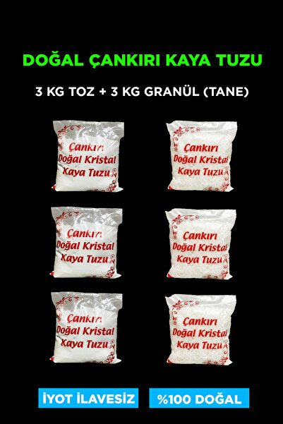 SETA Shop 84 Mineralli Doğal Çankırı Kristal Kaya Tuzu 3 Kg Öğütülmüş + 3 Kg ...