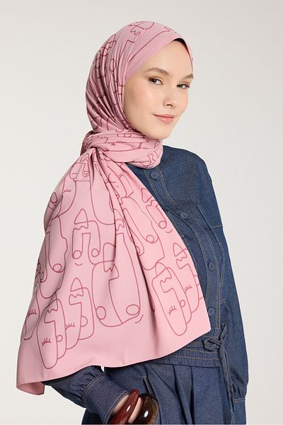 PURESCARFS Pink and Dusty Rose Pure Tone Shawl - Marginal Pattern