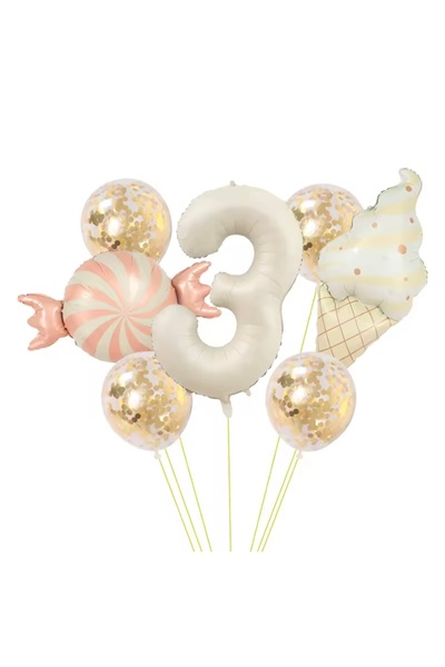 Öztürkpartievi مجموعة بالونات حلوى الآيس كريم الرجعية