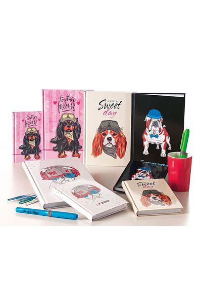 ASATAK Πολύχρωμο Dog Concept Memory, Σημειωματάριο με ριγέ σκληρό εξώφυλλο 120 φύλλα (1 ΤΕΜ)