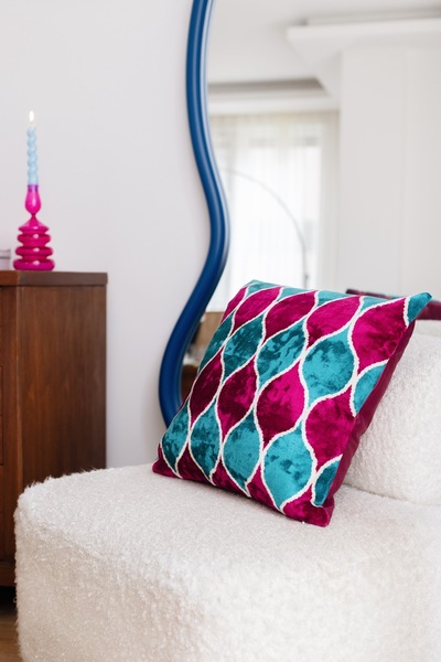 SUENO DESIGN STUDIO İpek Kadife Ikat Kırlent Kılıfı Dekoratif El Üretimi Lüks...