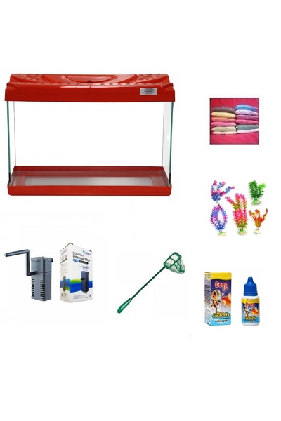 Kanki Pet Akvaryum Hazır Set 3018 Kırmızı 30 Cm ( 9 Litre )
