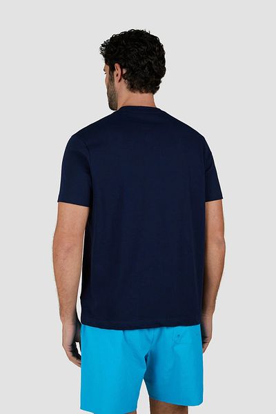 PAUL&SHARK Men's Short Sleeve Crew Neck Three Fish Pattern Navy Blue T-Shirt 25411005 -013