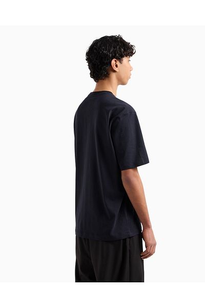 Armani Exchange Ανδρικό μπλουζάκι με χαλαρή εφαρμογή, επεξεργασία με στρογγυλή λαιμόκοψη, με λογότυπο σημάδι, κόκκινο, λογότυπο AX