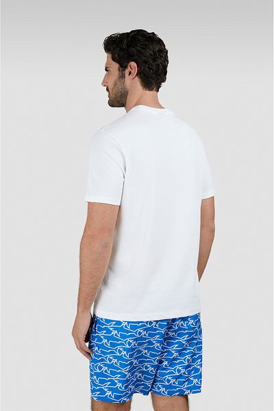 PAUL&SHARK Men's Short Sleeve Crew Neck Three Fishes Pattern White T-Shirt 25411005 -108