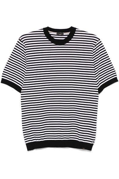 PAUL&SHARK Men's Black-White Horizontal Striped Cotton T-Shirt 25411534 -217