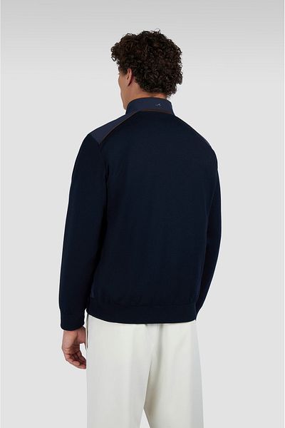PAUL&SHARK Men's Regular Fit Water and Wind Resistant Stretch and Wool Blend Stand Collar Long Sleeve Navy Blue H