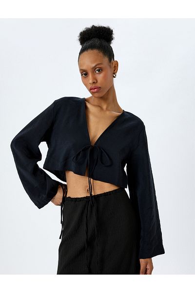 Koton Black Crop Blouse For Women