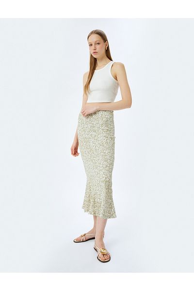 Koton Nou sezon Floral cu talie înaltă Fusta Midi Wrap