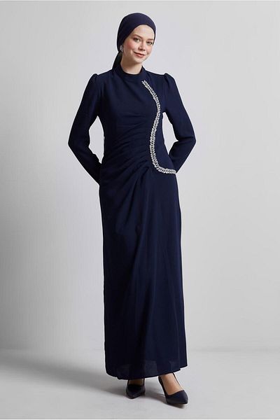 TRENDTESETTÜR ROCHIE DE SEARĂ DETALIE PIATRĂ ALBASTRU ÎNCHIS FEMEI T 1716