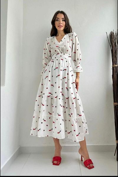 modaserdem Red Gimped Voile Dress