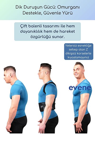 Evene Dik Duruş Korsesi Sırt Korsesi Dik Durma Korsesi Kamburluk Korsesi Çelik Balenli Korse Siyah Model 3