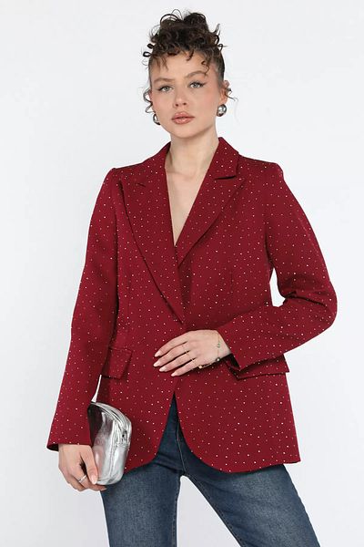 GÜLSELİ Jachetă blazer de damă cu detaliu din piatră de burgundă