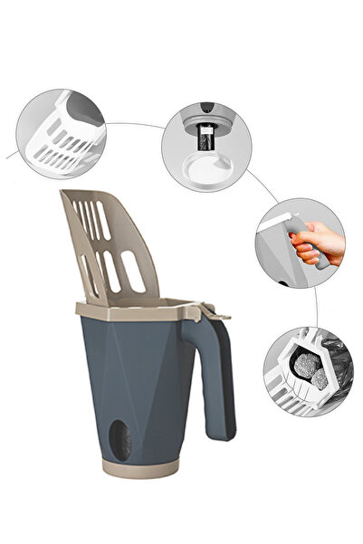 Kedi Kumu Küreği, Çöp Torbası Hazneli, Plastik, Ergonomik Tutma Saplı