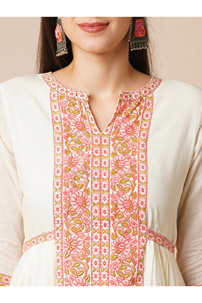 Globus By Styli Floral Printed Waist Tie-Up A-Line Ethnic Kurta