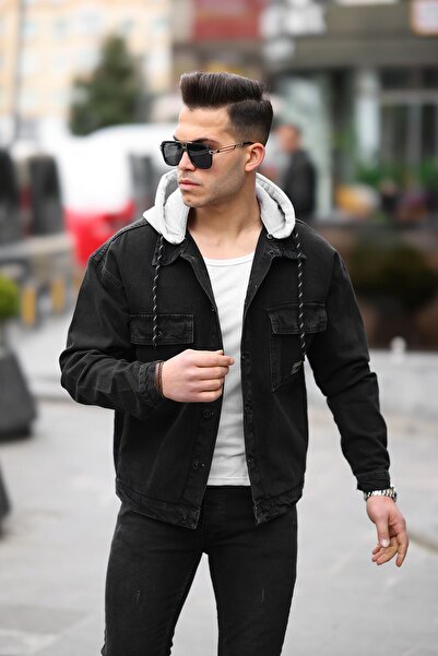 LTC Jeans Ανδρικό τζιν μπουφάν Oversize με μαύρη κουκούλα