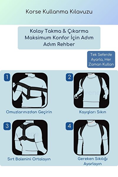 Evene Dik Duruş Korsesi Sırt Korsesi Dik Durma Korsesi Omuz Korsesi Dik Durma Aparatı Siyah Korse Model 1