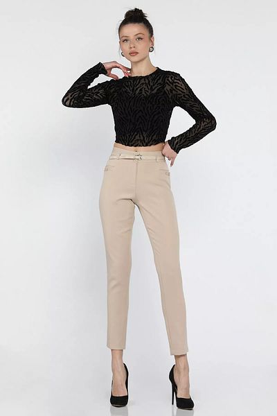 GÜLSELİ Stone Women's Belted Fabric Trousers
