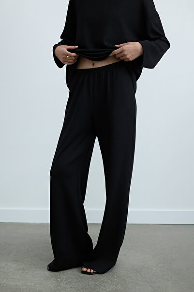Suud Collection Black Luna Straight Cut Loose Trousers