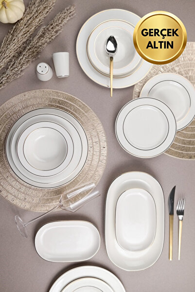 PORSER Altın Yaldız Yemek Takımı 12 Kişilik 53 Parça BNS53YKPRS1051