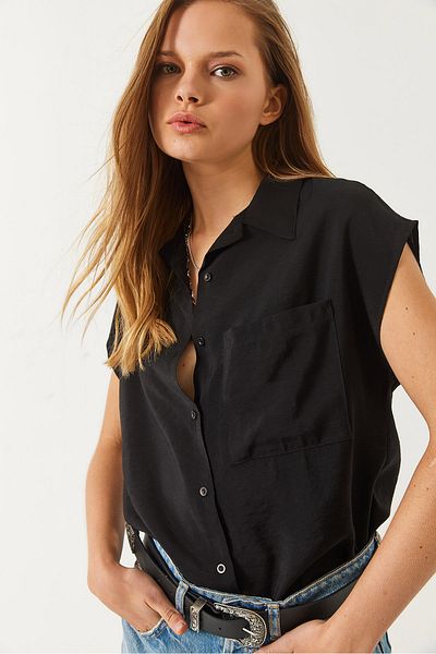 Bianco Lucci Women's Short Sleeve Single Pocket Ayrobin Basic Shirt 4620 60261455
