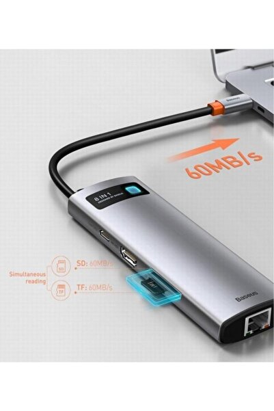 Baseus Metal Gleam Series 8in1 Type-c Hub Adaptör Çoklayıcı Yetkili Satıcısı 2 Yıl Garantili