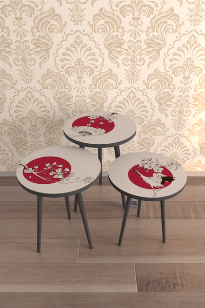 Hediyeler Kapında Asian Style 3'lü Desenlİ Zigon sehpa