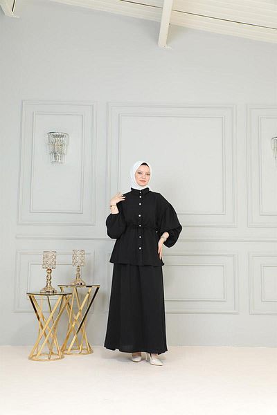 BURCU TESETTÜR Black Hijab Ayrobin Suit - With Skirt BRC2409
