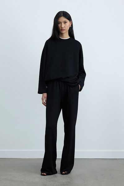 Suud Collection Black Luna Straight Cut Loose Trousers