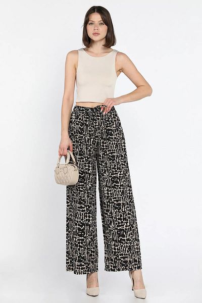GÜLSELİ Black Elastic Waist Women's Viscose Walking Pants