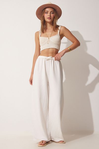 Lovelyİstanbul Off-White Trousers Loose Pouch Lbh0006