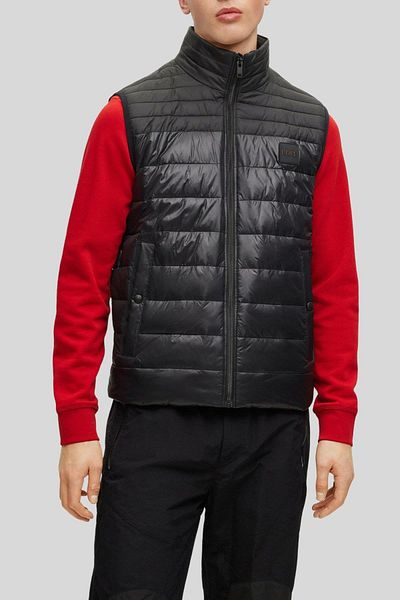 BOSS Waterproof Regular Fit Stand Collar Puffer Men's Vest Black