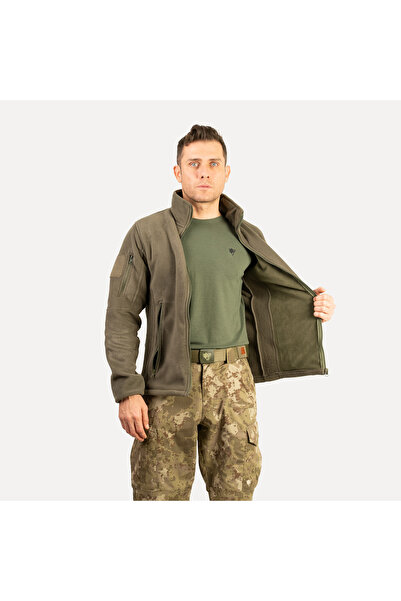Wolftrap Tactical Khaki 5-Pocket Fleece Jacket, Comfortable and Flexible Fleece Coat