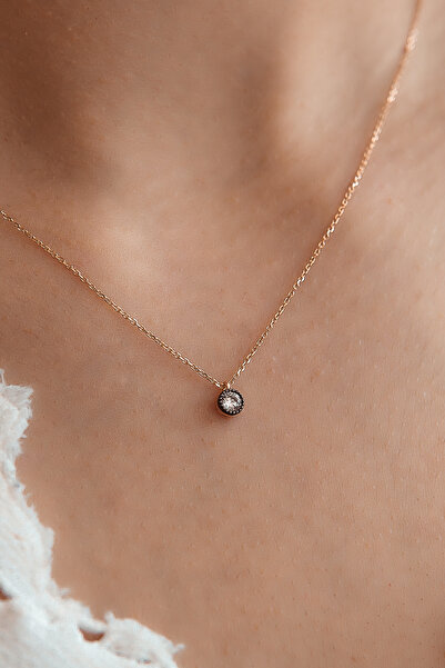 SEMİZ KUYUMCULUK Eskitme Vintage Tektaş Altın Kolye