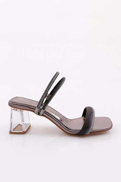 DGN Platinum Metallic Square Toe Women's Heeled Sandals - 10123275