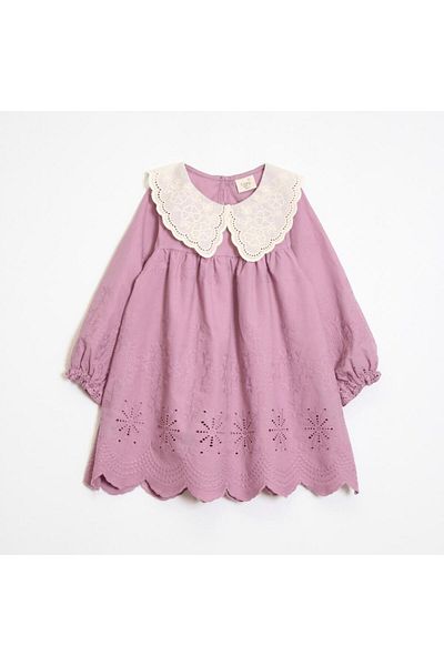 OZZY KİDS Girl's Collared Scalloped Dress