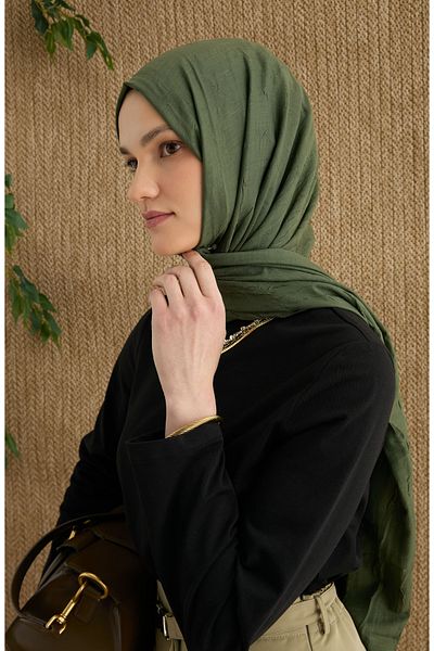 Fatma Atasoy Σάλι Bamboo Khaki Crash