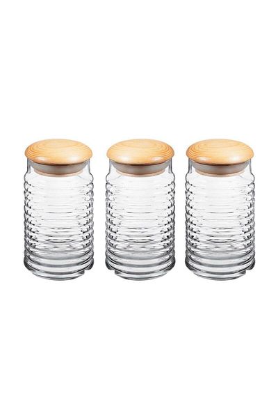 Paşabahçe 43173 3-Piece Babylon Vacuum Glass Jar Set with Lid
